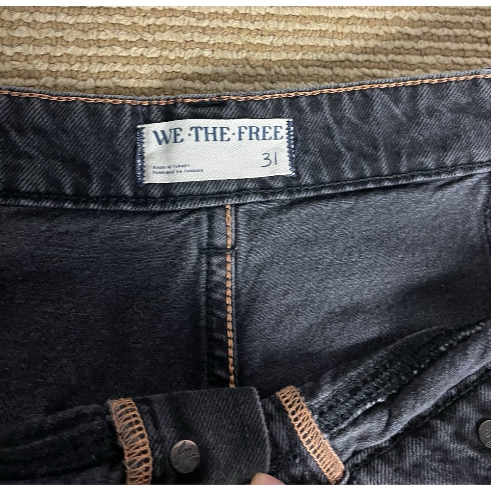 We The Free Womens 31 Jeans Black Baggy Straight Leg 100% Cotton Utility - Picture 3 of 10